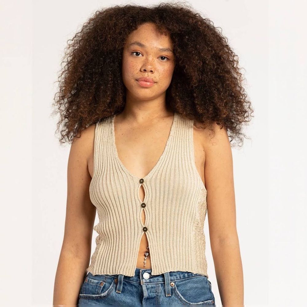 Free people Seascape gold knit vest